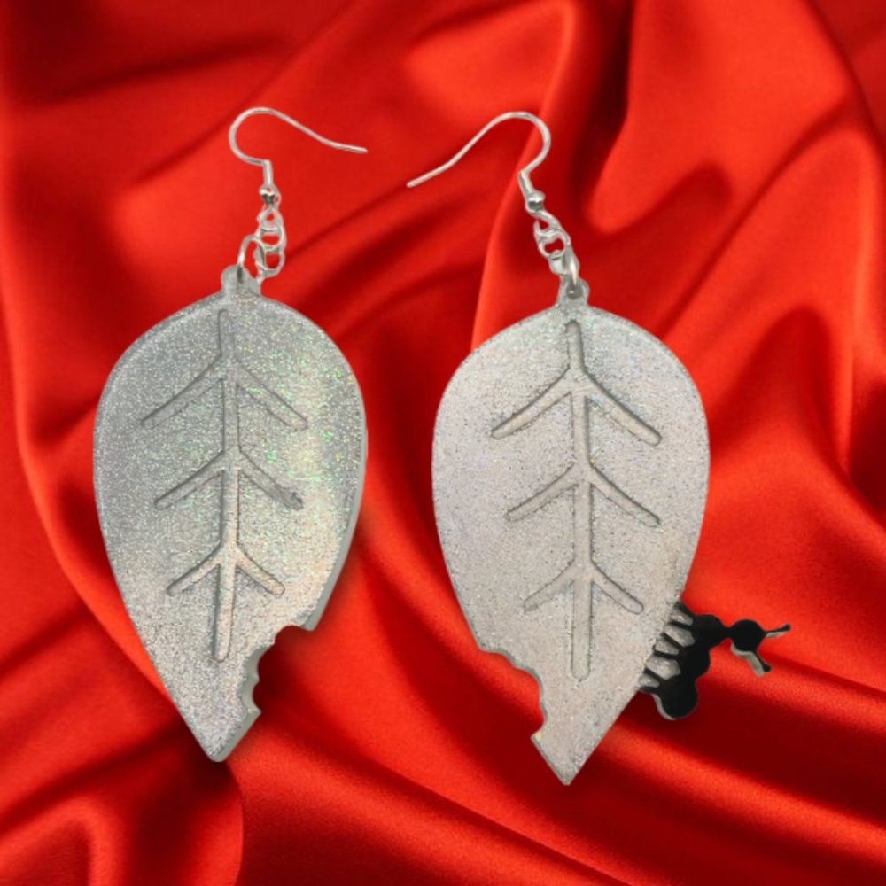 Holographic Ant and Leaf hook Earrings